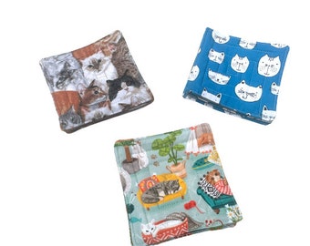Quilted Cat Fabric Coasters in a Variety of Patterns