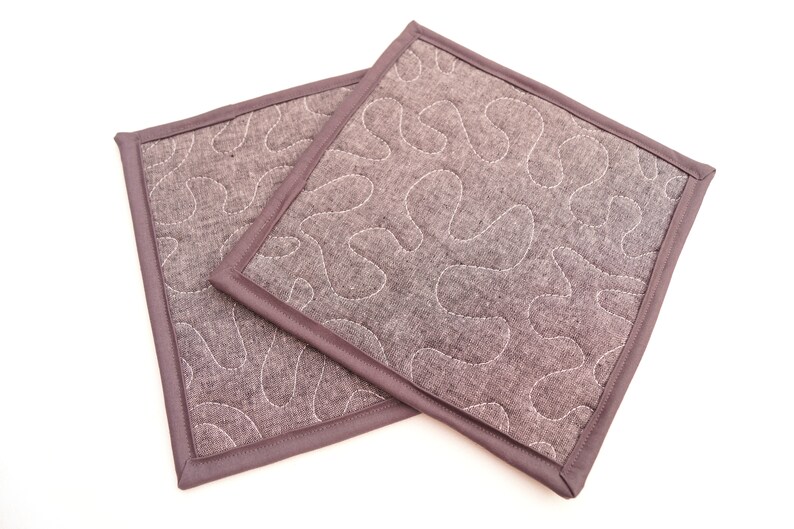 Snowflake Print Quilted Fabric Pot Holders in Light Blue Choice of One or Two with Hanging Tab Option