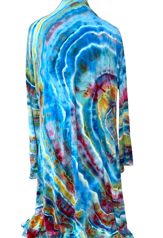 Colorful Women's Extra Long Duster, XXL, Hand Dyed Lightweight Rayon Fabric Covering