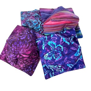 Microwave Bowl Cozy with Purple Batik Fabric Patterns