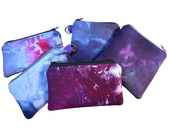 Purple Hand Dyed Padded Fabric Pouches in Cotton and Linen