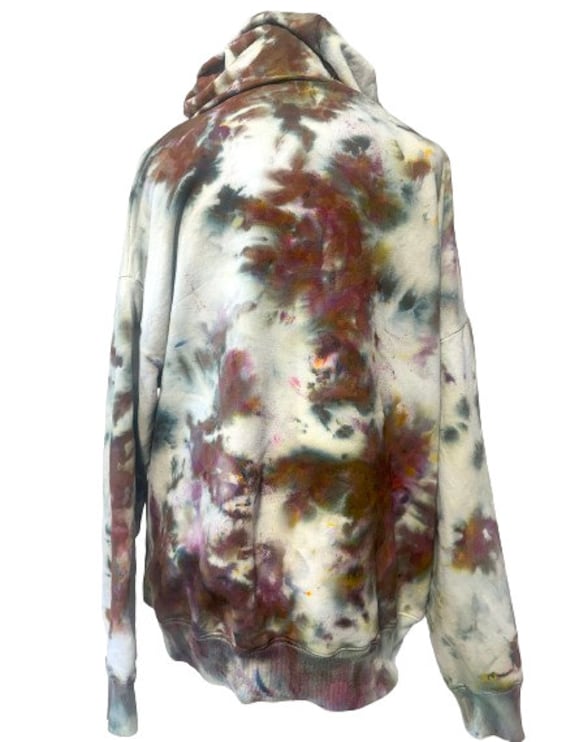 Hand Dyed Hoodie Purple and Grey Abstract Pattern, Women's Size Large