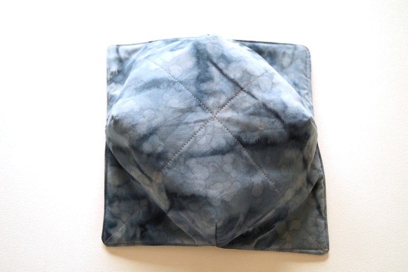 Microwave Bowl Cozy with Blue Batik Fabric in Large or Regular Size image 5