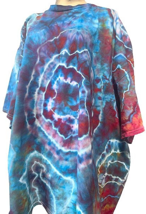 Hand Dyed Size 5X Unisex T-Shirt with Rainbow Geode Pattern Cotton Fabric