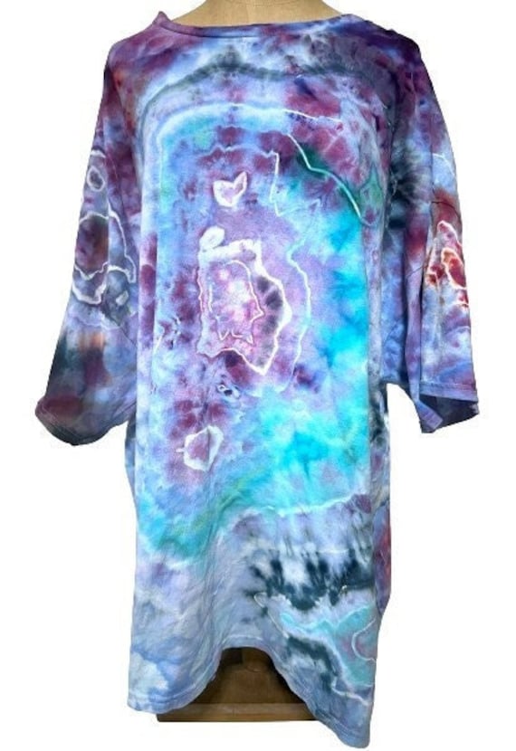 Unisex 4X T-Shirt with Hand Dyed Geode Print Cotton Fabric