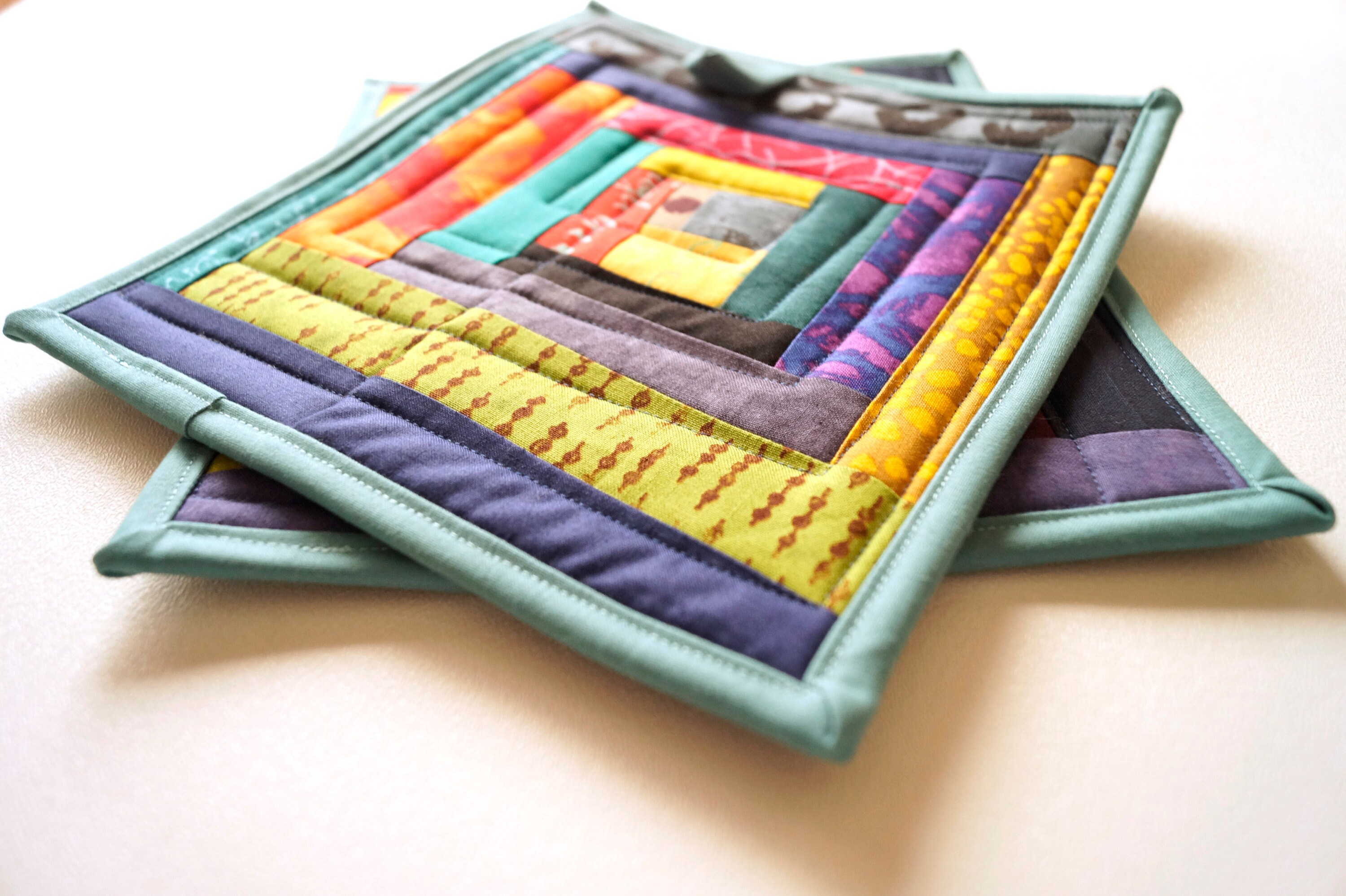 Download Quilted Fabric Pot Holders with Colorful Abstract ...