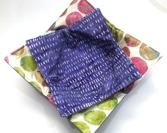 Reversible Microwave Batik Fabric Bowl Cozy in Regular or Large Sizes