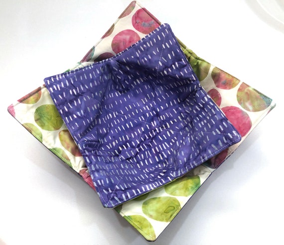 Reversible Microwave Batik Fabric Bowl Cozy in Regular or Large Sizes