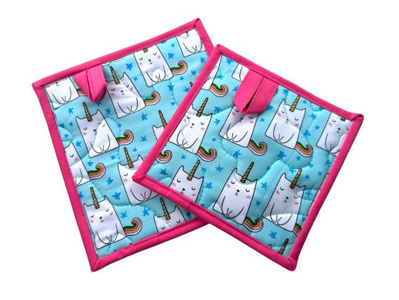 Caticorn Quilted Fabric Pot Holder