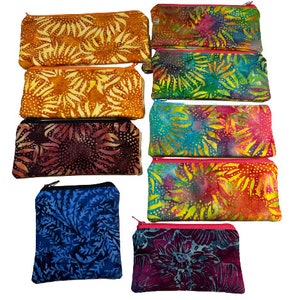 Padded Zipper Pouches, Cotton Batik Fabric Eyeglasses and Sunglasses Cases, Coin Purses image 2