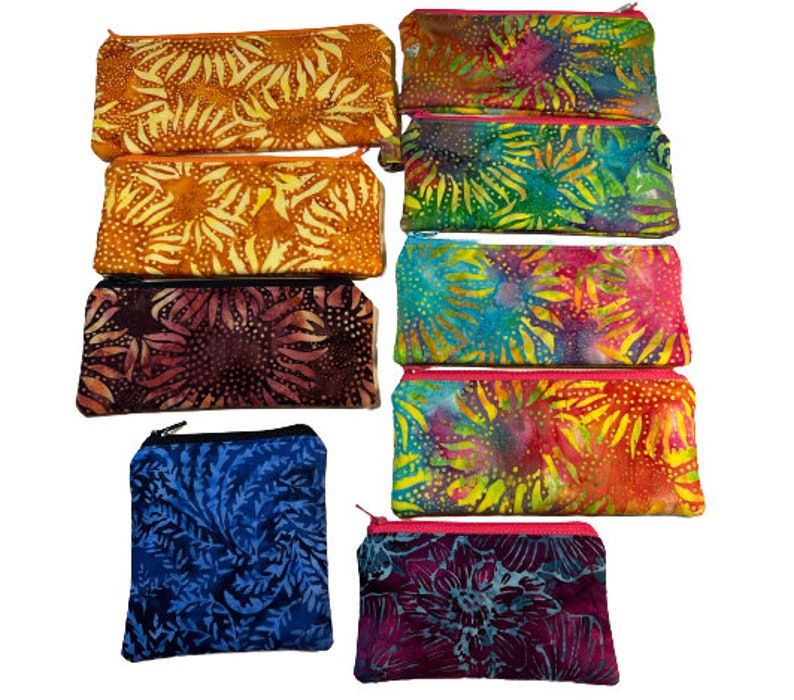 Padded Zipper Pouches, Cotton Batik Fabric Eyeglasses and Sunglasses Cases, Coin Purses image 2