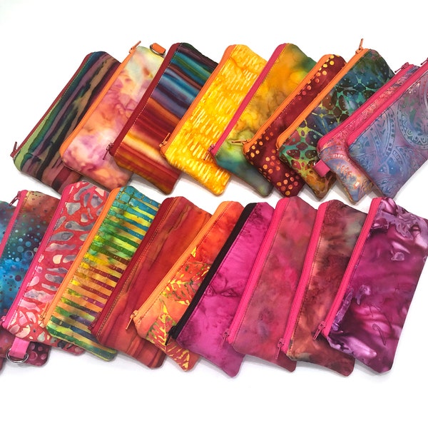 Glasses Case, Small Cosmetic Pouch, Zipper Sunglasses Holder with choice of Vibrant Batik Fabric