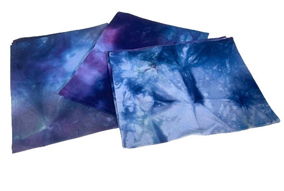 Hand Dyed Cotton Linen Blend Towels in Blue, Purple and sometimes Pink