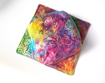 Funda para cuenco de microondas con tela batik teñida a mano de colores, soporte para cuencos de sopa o helado