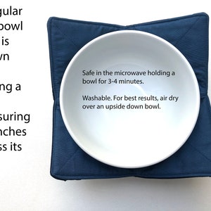 Microwave Bowl Cozy with Blue Batik Fabric in Large or Regular Size image 9