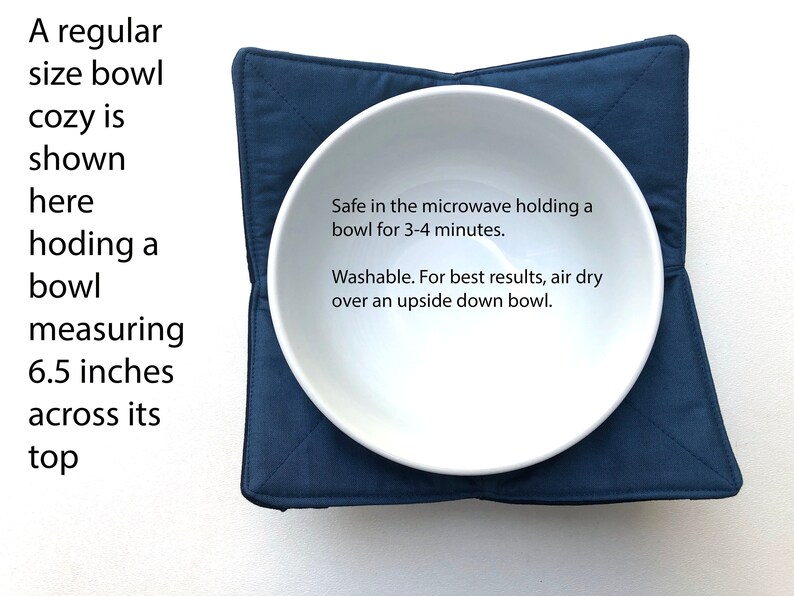 Microwave Bowl Cozy with Blue Batik Fabric in Large or Regular Size image 9