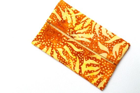 Travel Size Tissue Holder with Hand Dyed Yellow Sunflower Print Fabric
