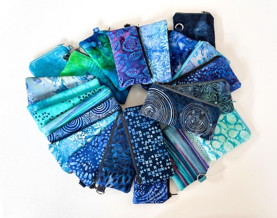 Hand Dyed Fabric Pouch, Padded Glasses Case, Cloth Cosmetic Zipper Pouch