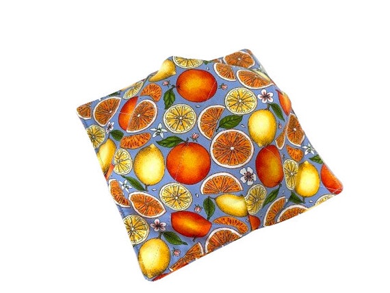 Microwave Bowl Cozy with Orange and Lemon Fruit Print Fabric