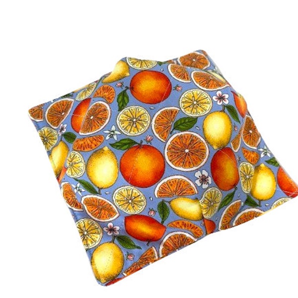 Microwave Bowl Cozy with Orange and Lemon Fruit Print Fabric