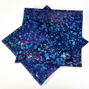 Purple and Blue Quilted Pot Holders in Batik Fabric, with Hanging Tab Option
