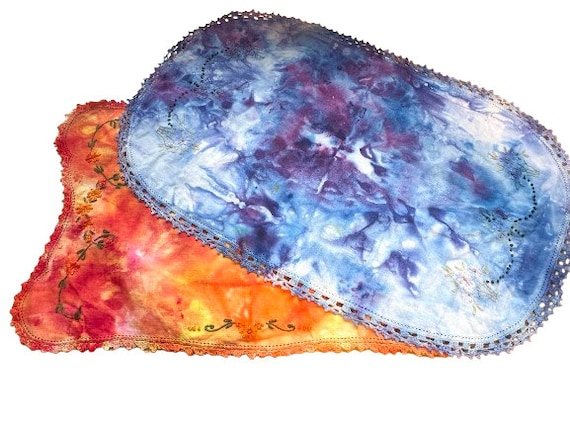 Ice Dyed Vintage Linen in Purple or Orange