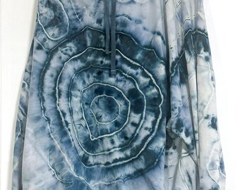 Sudadera con capucha de búfalo teñida a mano en azul verdoso, talla 3X, unisex