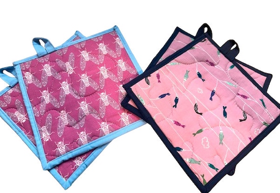 FIsh or Insect Quilted Fabric Pot Holders