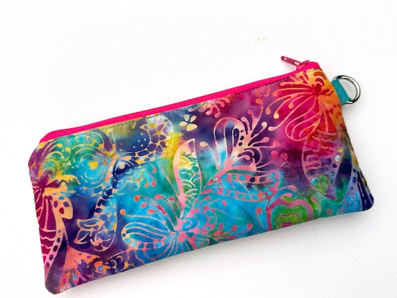 Padded Zipper Pouches with Colorful Cotton Batik Fabric, Many Size Options!