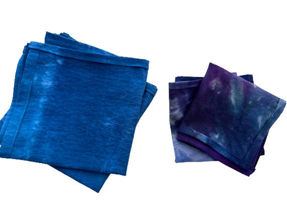 Hand Dyed Napkins, Set of Two, with Shibori and Tie Dye Patterns