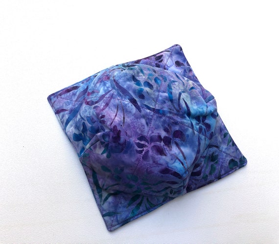 Batik Fabric Microwave Bowl Cozy with Purple Floral Pattern, Soup or Ice Cream Bowl Holders