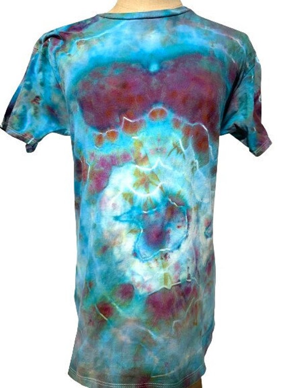 Hand Dyed Unisex Large T-Shirt with Geode Print Cotton Fabric