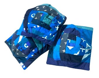 Patchwork Microwave Bowl Cozy with Hand Dyed Modern Batik Fabrics
