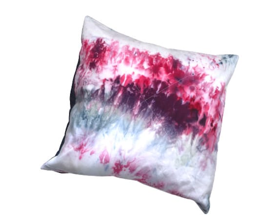 Throw Pillow Cover with Vibrant Ice Dyed Cotton Fabric, for 14 inch Pillow, Modern Quilted Home Decor