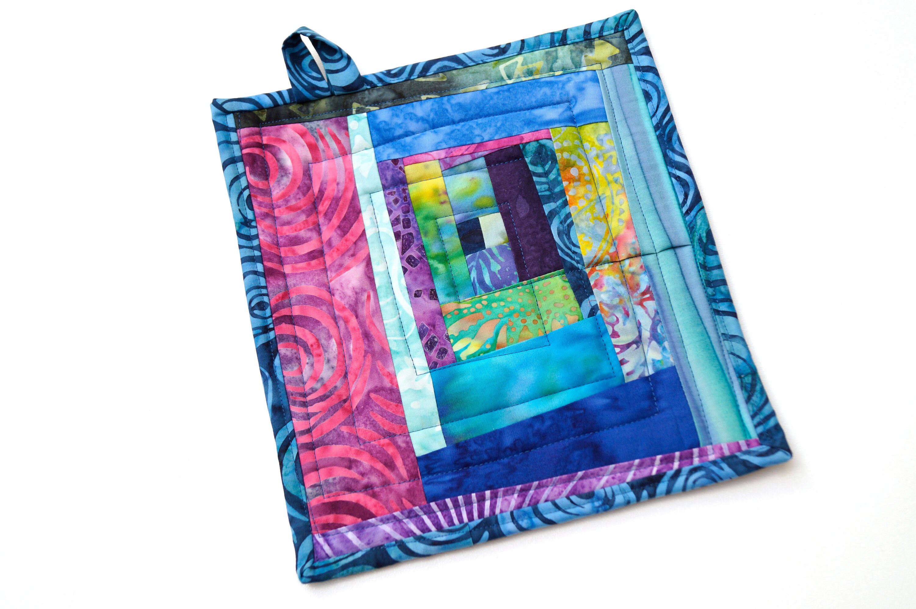 Download Quilted Batik Fabric Pot Holder with Colorful Patchwork ...