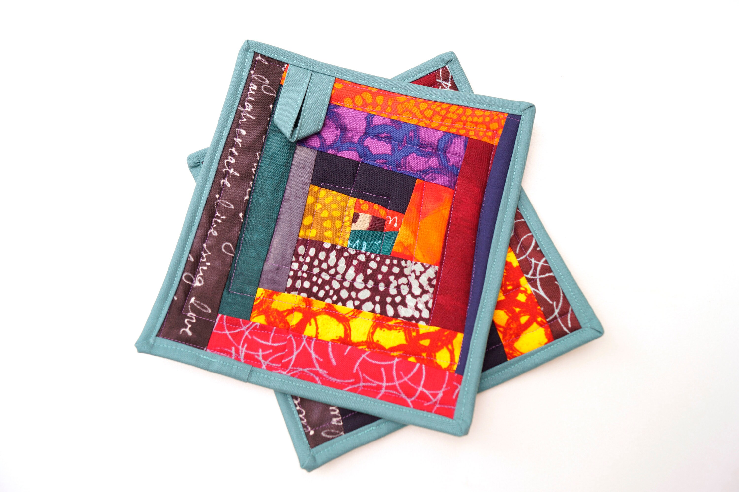 Download Quilted Fabric Patchwork Pot Holders with Colorful ...