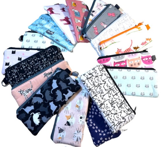 Cat Fabric Glasses Case,  Padded Cosmetic Zipper Pouch, Sunglasses Holder