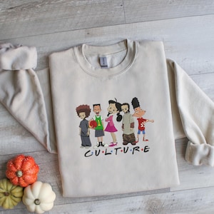 Sudadera con capucha bordada de Friends de los años 90, sudadera con personajes de dibujos animados negros, BLM Friends, dibujos animados de Cutler, bordado Black Magic, sudadera con capucha bordada