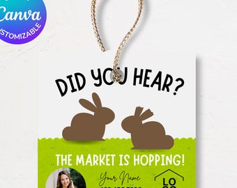 Chocolate Easter Bunny Real Estate Pop-By Tag | Market Is Hopping | Realtor Client Gift Tag | Spring  Marketing | Editable Instant Download