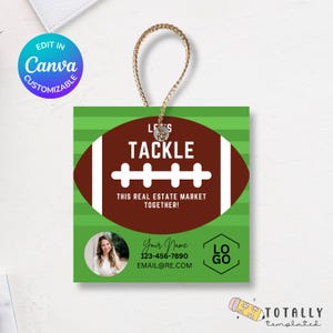 Football Pop-By Tags for Realtors | Canva Template | Digital Download | Customizable Printable Tags | Real Estate Marketing | Referral Gift