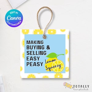 Easy Peasy Lemon Squeezy Pop-By Tags for Realtors | Canva Template | Summer Marketing | Digital Download | Customizable | Real Estate Pop-By