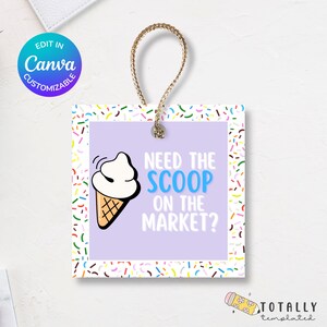 Brauchen Sie die Kugel Eis Pop-By Tags für Realtors | Canva Vorlage | Anpassbare druckbare Tags | Digitaler Download | Verkauf von Objekten