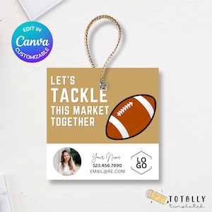 Football Pop-By Tags for Realtors | Canva Template | Digital Download | Customizable Printable Tags | Real Estate Marketing | Referral Gift