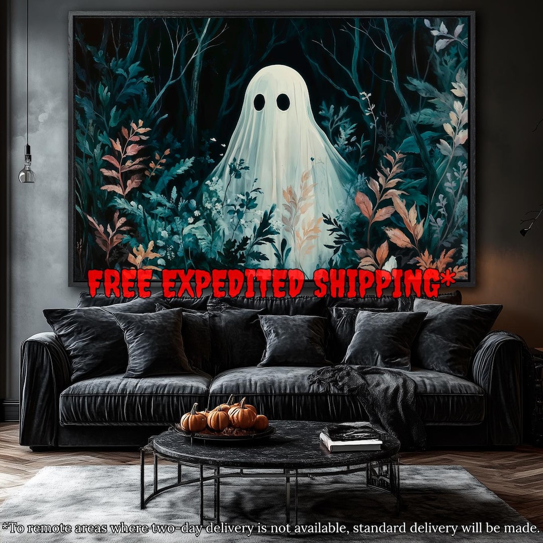 Spooky Ghost in Forest Framed Canvas Wall Art Mystical Ghostly Print ...