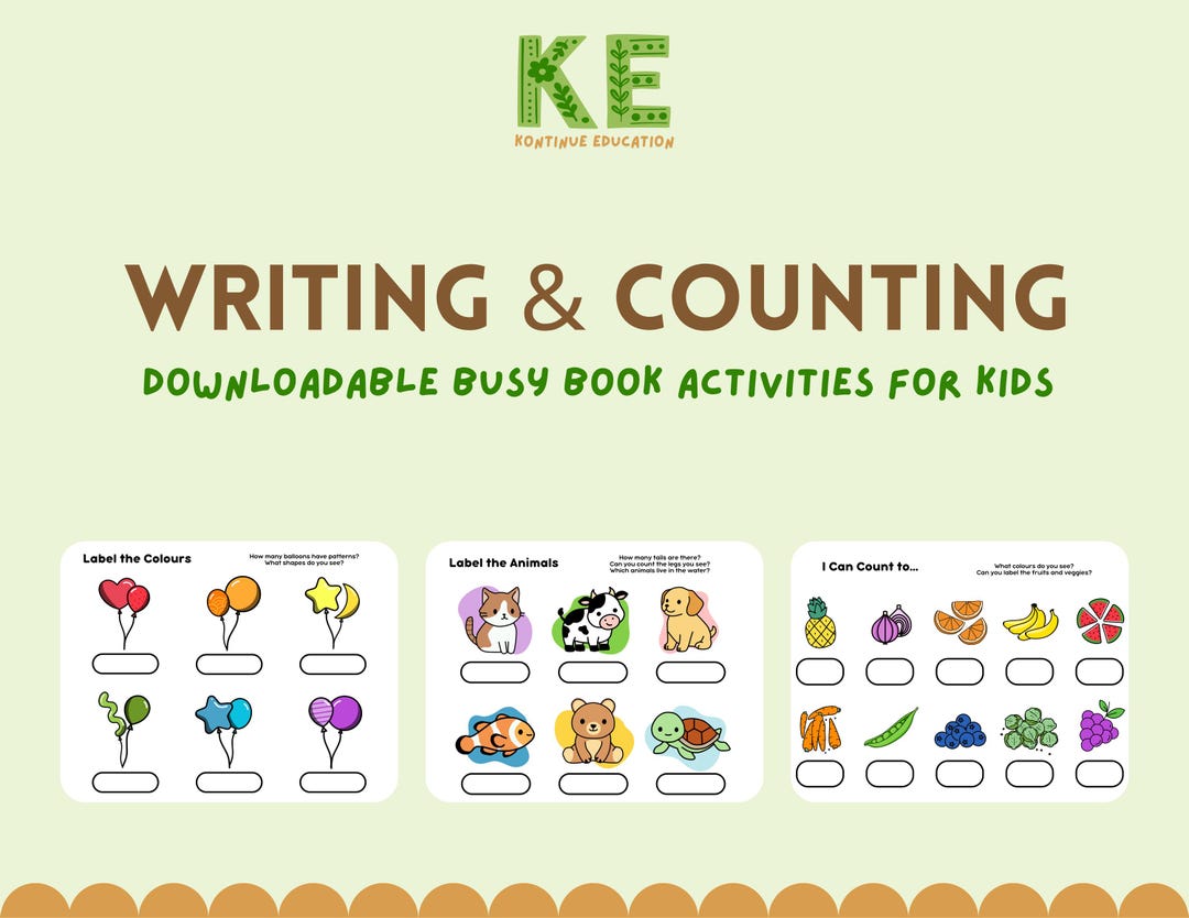 Printable Kids & Toddler Busy Book Pages | Kids Educational Writing ...