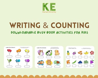 Druckbare Buchseiten für Kinder und Kleinkinder | Kinder Lernschreibaktivitäten Vorschularbeitsbuch Seiten - PDF Digital Download