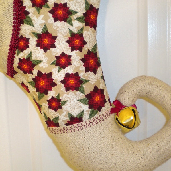 Christmas Stocking with Rustic Charm and a Curly Elf Toe