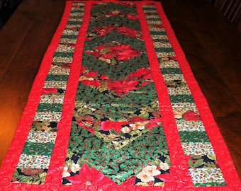 Patchwork Quilted Table Runner for Christmas  58" x 20"