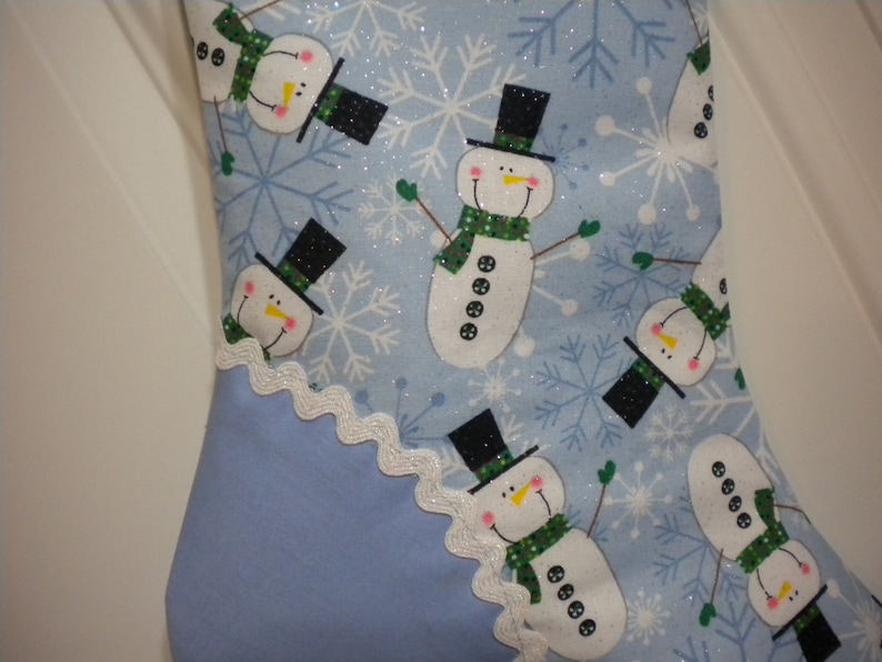 Christmas Stocking with Snowman Print and Curly Elf Toe