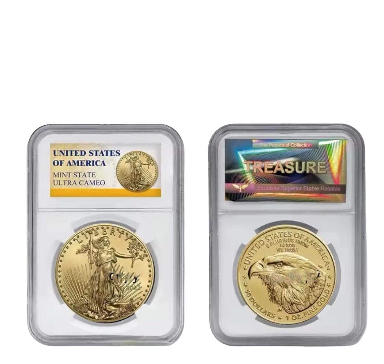 2021-2022 High Quality Gold Bald Eagle 1oz 50 dollar gold plated coin